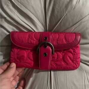 Coach Fuchsia Quilted Clutch